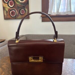 Elegant Brown Leather Handbag Vintage